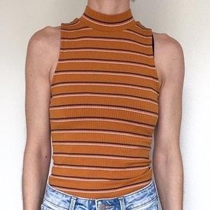 Aeropostale Turtleneck Sudan Brown Striped Top